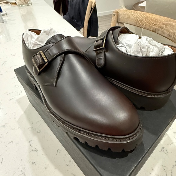 J.Crew Monk Strap Oxford Shoes Brown Leather main image 8